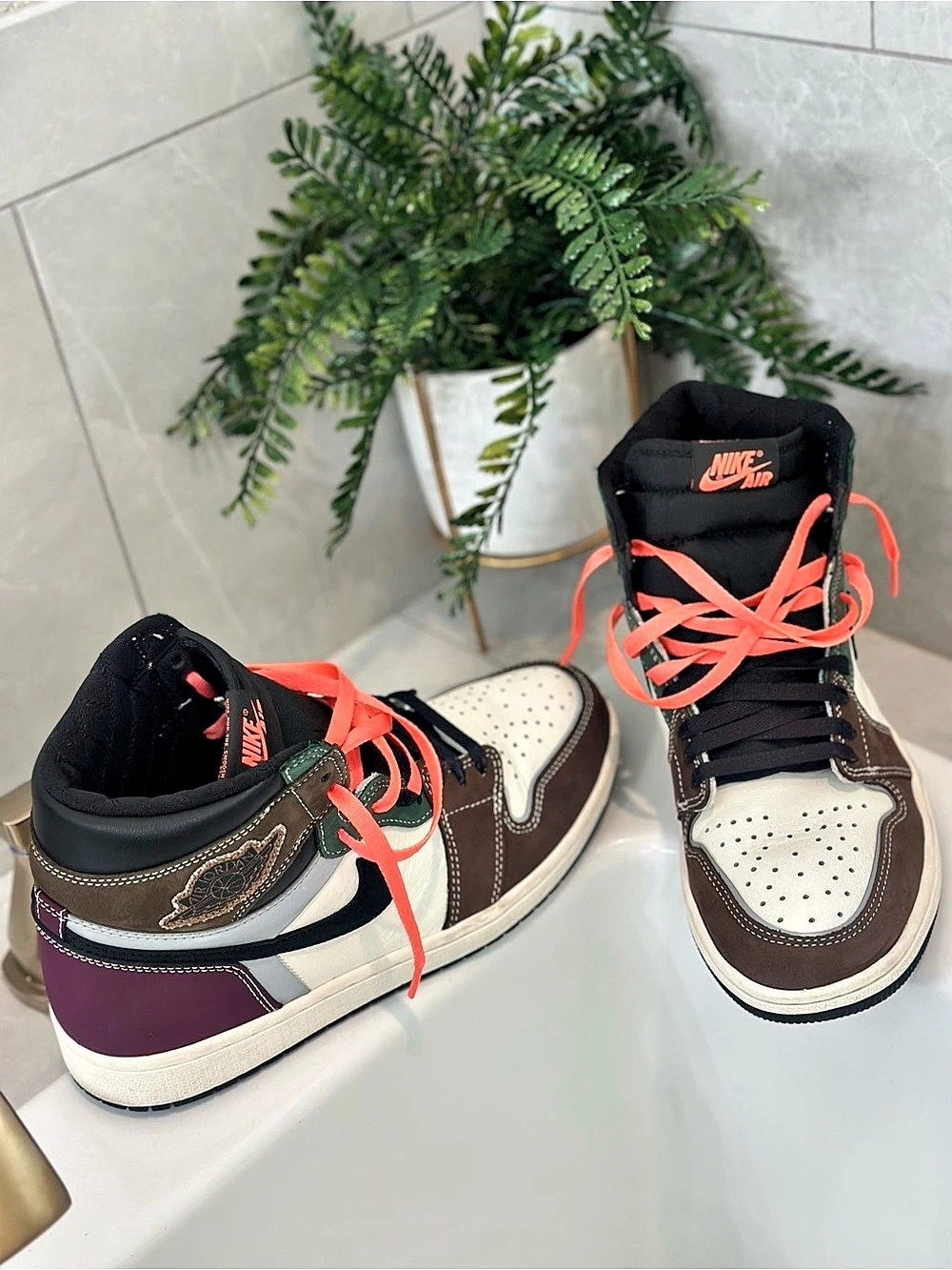Nike Air Jordan 1 Retro High OG "Bio Hack" Sneakers Brown & White